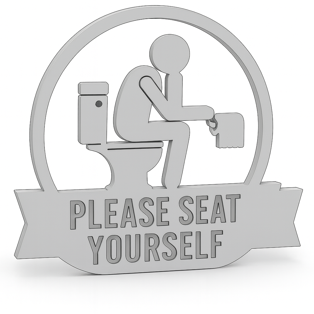 Please Seat Yourself” Metal Bathroom Sign