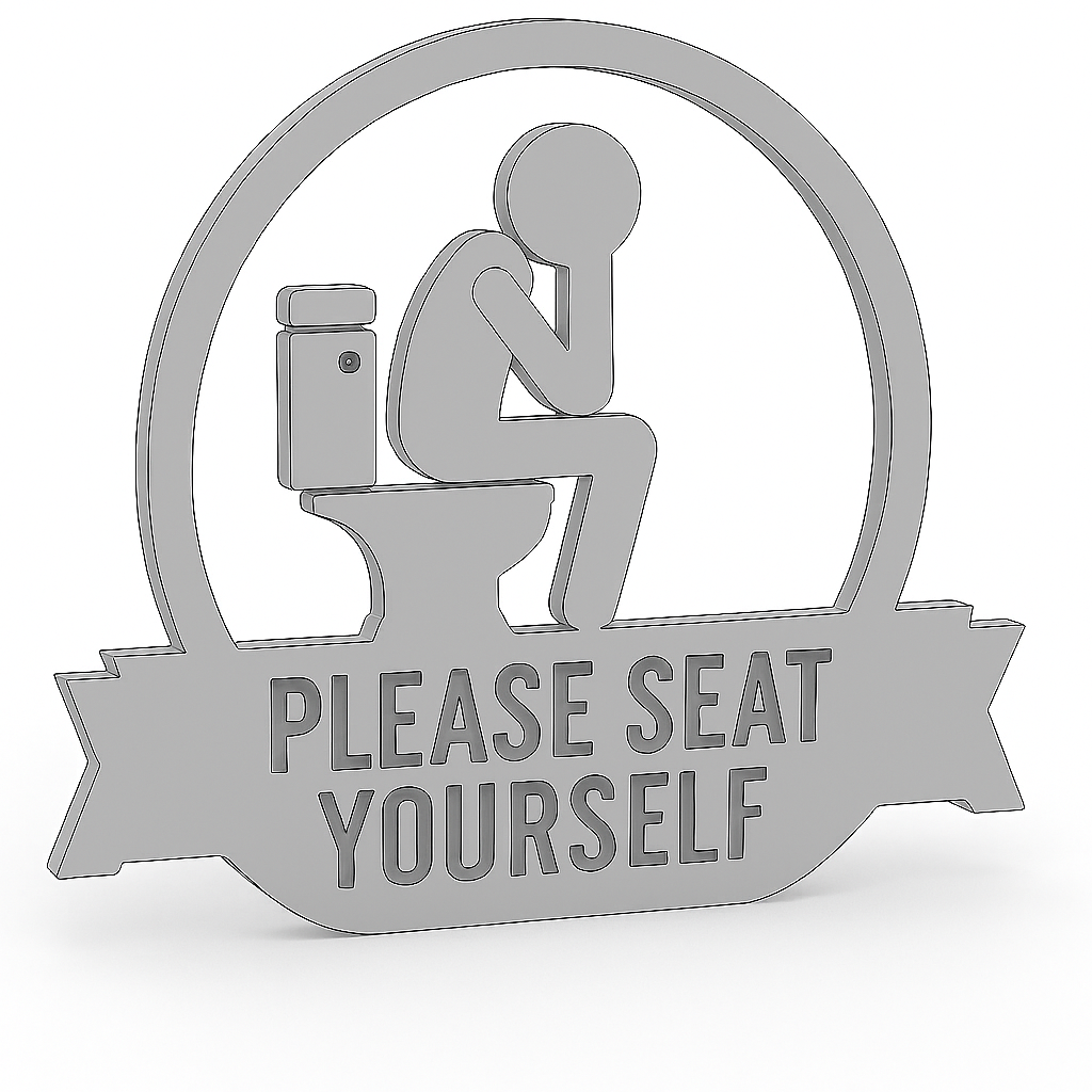 Please Seat Yourself” Metal Bathroom Sign