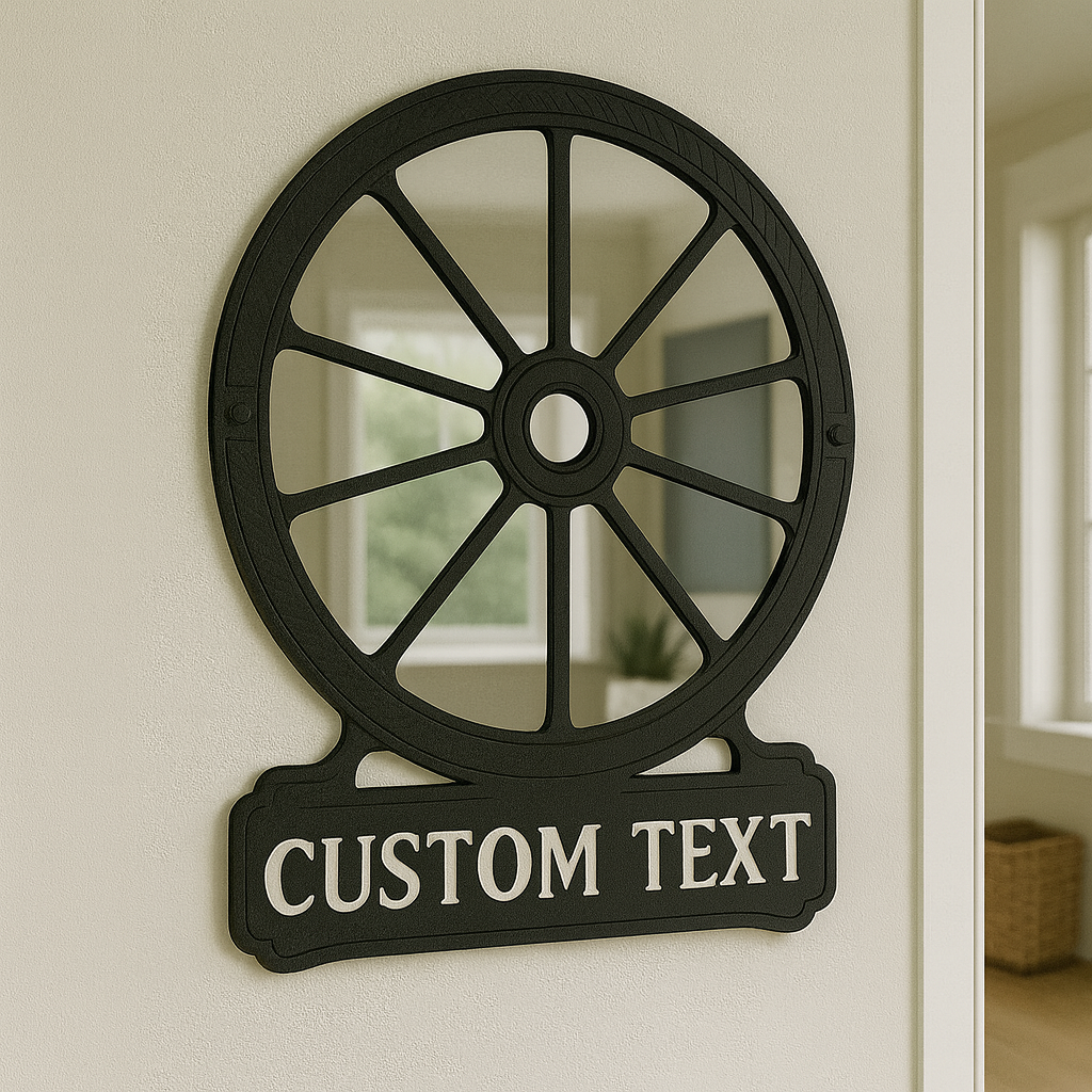 Custom Wagon Wheel Mirror