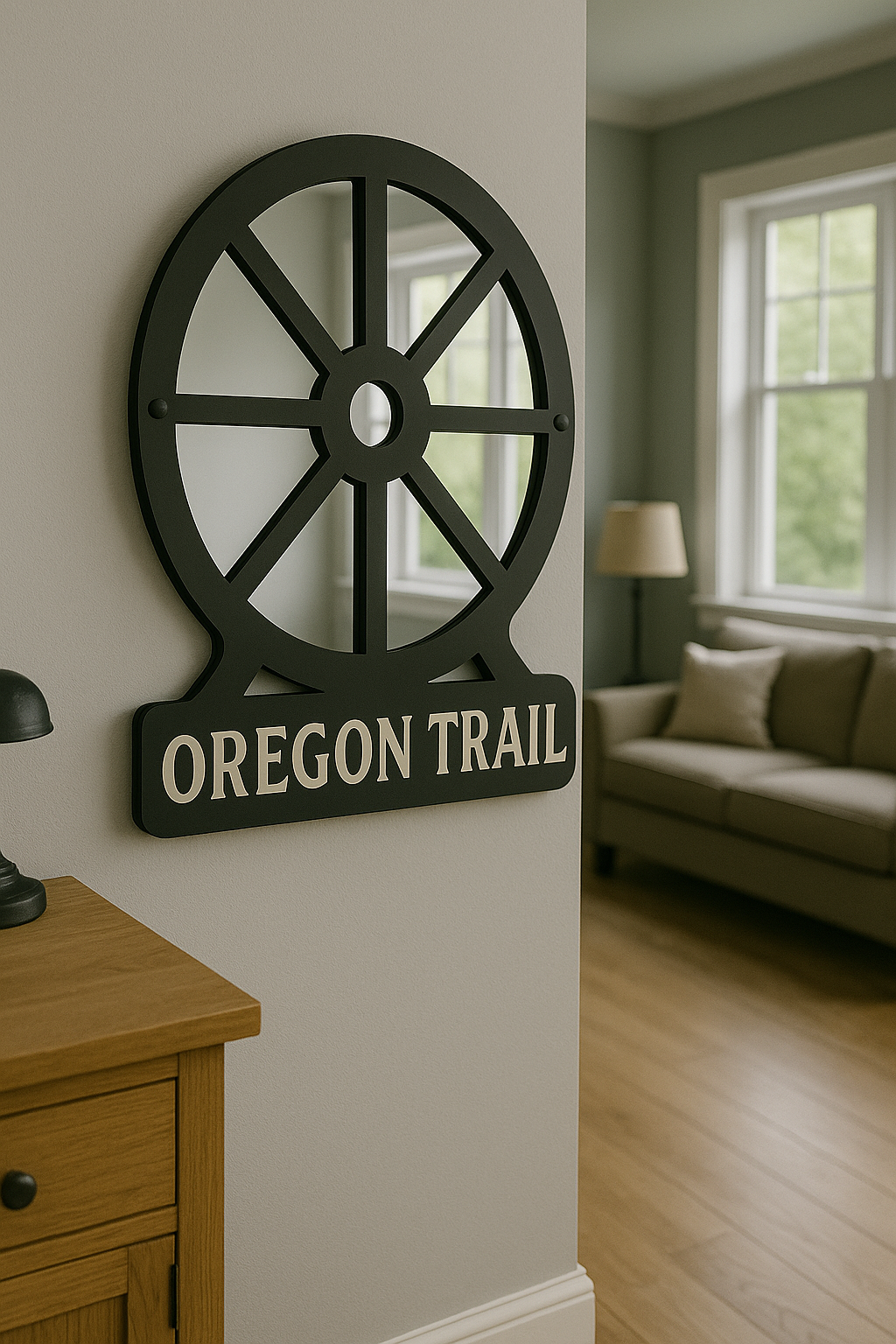 Custom Wagon Wheel Mirror
