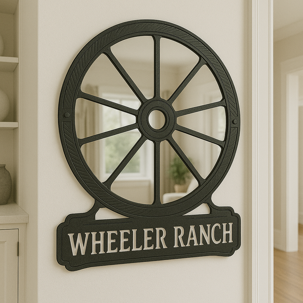 Custom Wagon Wheel Mirror